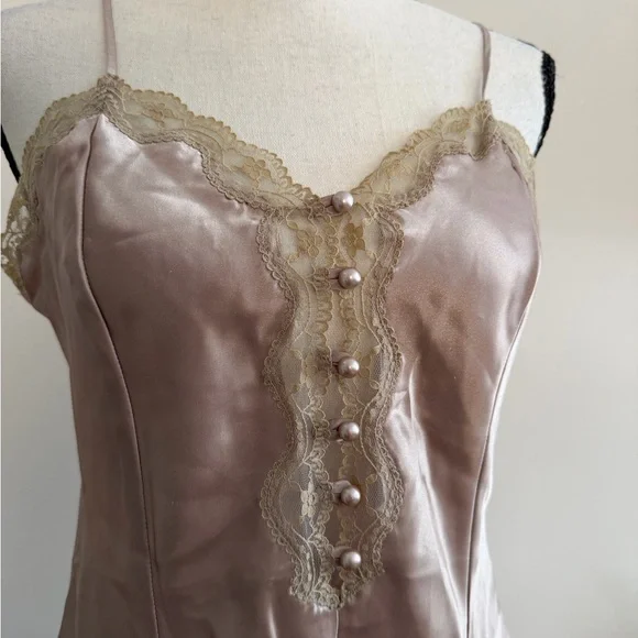 Satin Lace Trim Slip Dress - Picture 3 of 6